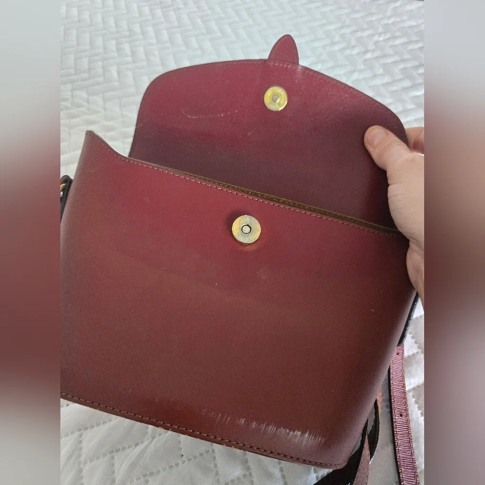 Marie Claire Vintage Crossbody Bag - maroon bordeaux leather